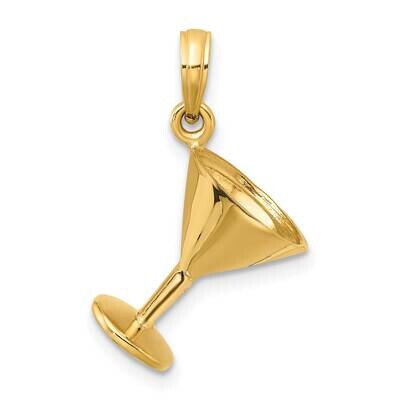 Polished Martini Glass Charm 14k Gold 3-D K7338, MPN: K7338, 63721813427