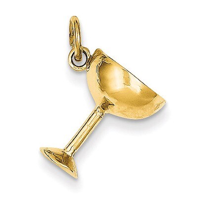 Champagne Glass Charm 14k Gold XAC482, MPN: XAC482, 883957293929