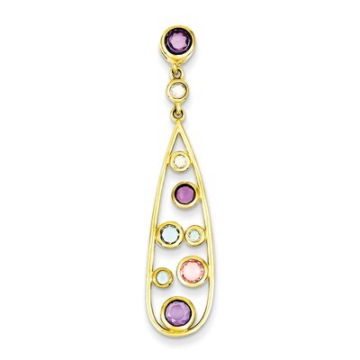 Sterling Silver Gold Plated Diamond &amp; Glass Pendant QP2617