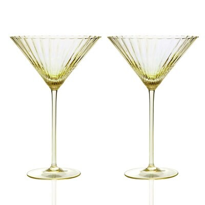 Caskata Quinn Optic Martini Glasses Set of 2 Citrine GL-OMARTINI-50, MPN: GL-OMARTINI-50, 817325015…