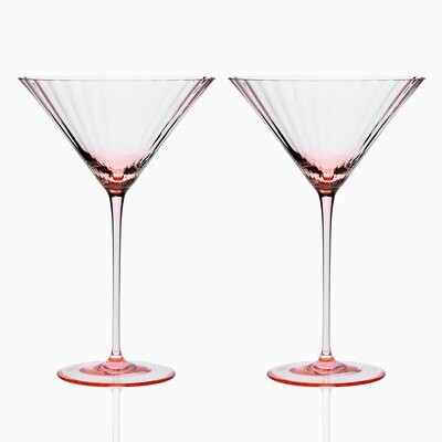 Caskata Quinn Optic Martini Glasses Set of 2 Rose GL-OMARTINI-30, MPN: GL-OMARTINI-30, 817325010900