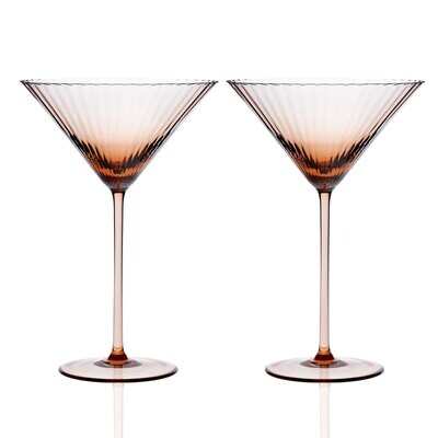 Caskata Quinn Optic Martini Glasses Set of 2 Amber GL-OMARTINI-20, MPN: GL-OMARTINI-20, 817325013802
