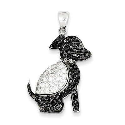 Black and Clear Diamond Dog Pendant Sterling Silver QP2096, MPN: QP2096, 883957521923
