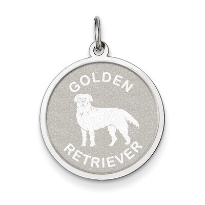 Golden Retriever Disc Charm Sterling Silver QC2688, MPN: QC2688, 883957137179