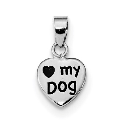 Oxidized Love My Dog Pendant Sterling Silver Rhodium-plated QC9303, MPN: QC9303, 886774080444