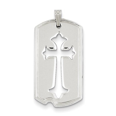 Dog Tag with Cut out Cross Pendant Sterling Silver Polished QC7378, MPN: QC7378, 883957488660