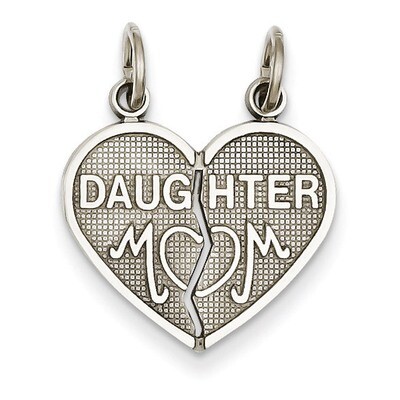 Daughter Mom 2 Piece Heart Charm 14k White Gold D1829, MPN: D1829, 883957863849