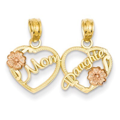 Mom - Daughter Breakable Hearts Pendant 14k Two-tone Gold K1714, MPN: K1714, 637218080519