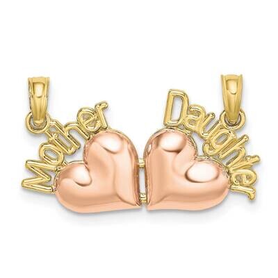 Two-Tone Mother and Daughter Break-Apart Hearts Charm 10k Gold 10K9556, MPN: 10K9556,