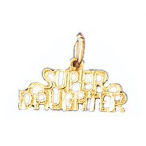 Dazzlers Jewelry Super Daughter Pendant Necklace Charm Bracelet in Yellow, White or Rose Gold 9913,…