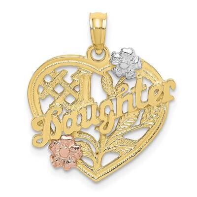 Two-Tone with White Rhodium #1 Daughter Heart Charm 10k Gold 10K9142, MPN: 10K9142,