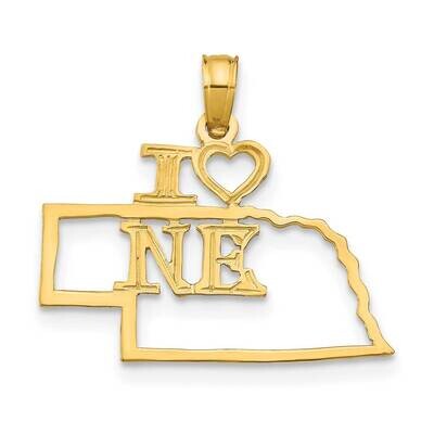 Nebraska State Pendant 14k Gold Solid D1174, MPN: D1174,