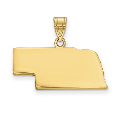Nebraska State Pendant Charm 14k Yellow Gold Engravable XNA707Y-NE, MPN: XNA707Y-NE, 886774754116