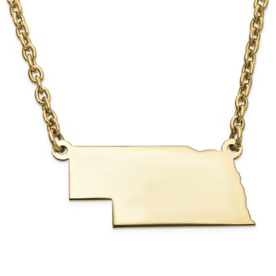Nebraska State Pendant Necklace with Chain 14k Yellow Gold Engravable XNA706Y-NE, MPN: XNA706Y-NE, …