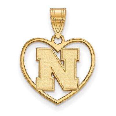 University of Nebraska Pendant in Heart Gold-plated Silver GP075UNE, MPN: GP075UNE, 886774954899