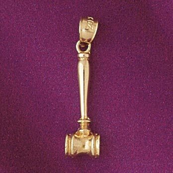 Dazzlers Jewelry Judge Hammer Pendant Necklace Charm Bracelet in Yellow, White or Rose Gold 4672, M…