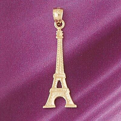 Dazzlers Jewelry Eiffel Tower Pendant Necklace Charm Bracelet in Yellow, White or Rose Gold 4913, M…
