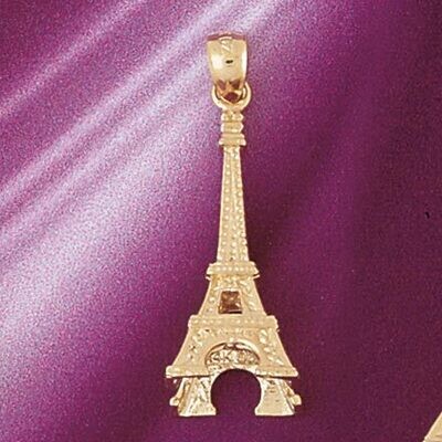 Dazzlers Jewelry Eiffel Tower Pendant Necklace Charm Bracelet in Yellow, White or Rose Gold 4915, M…