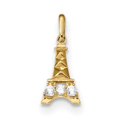 Madi K Kids CZ Diamond Eiffel Tower Pendant 14k Gold GK908, MPN: GK908, 883957942261