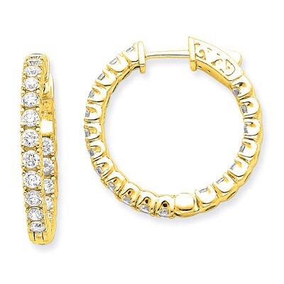 Diamond Round Hoop with Safety Clasp Earrings 14k Gold XE2014AA, MPN: XE2014AA, 191101381317