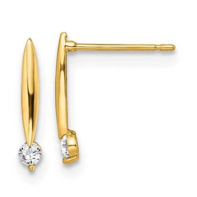 CZ Diamond Bar Post Earrings 14K Yellow Gold Polished YE2014, MPN: YE2014, 191101798870