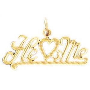 Dazzlers Jewelry He Loves Me Pendant Necklace Charm Bracelet in Yellow, White or Rose Gold 10312, M…