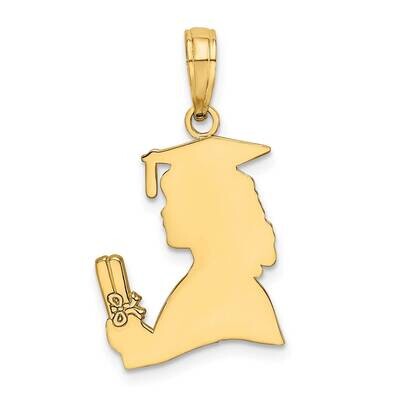 Female Graduation Profile with Diploma Charm 14k Gold Polished K7295, MPN: K7295, 637218127894