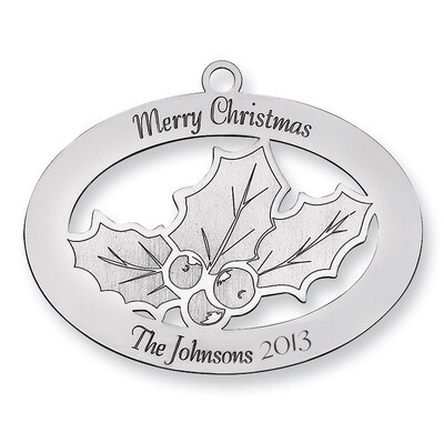 Christmas Holly Ornament Sterling Silver QQ361, MPN: QQ361,