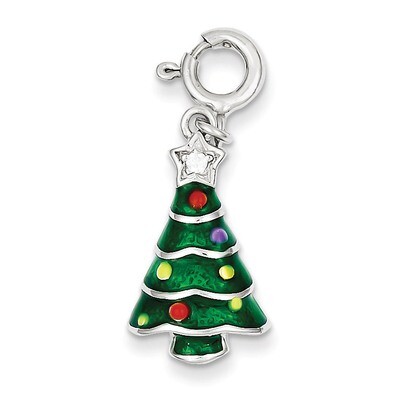 Enameled Christmas Tree Charm Diamond Sterling Silver QC6066, MPN: QC6066, 883957914336