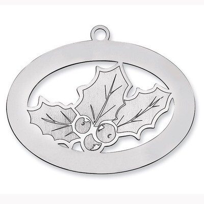 Blank Christmas Holly Ornament Sterling Silver QQ361B, MPN: QQ361B,