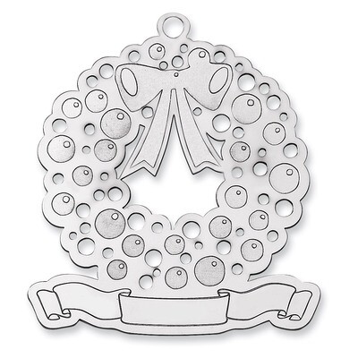 Blank Christmas Wreath Ornament Sterling Silver QQ343B, MPN: QQ343B,