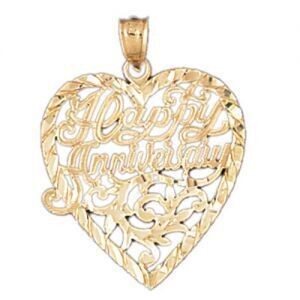 Dazzlers Jewelry Happy Anniversary Pendant Necklace Charm Bracelet in Yellow, White or Rose Gold 10…