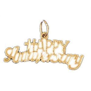 Dazzlers Jewelry Happy Anniversary Pendant Necklace Charm Bracelet in Yellow, White or Rose Gold 10…