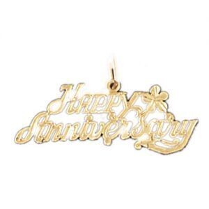 Dazzlers Jewelry Happy Anniversary Pendant Necklace Charm Bracelet in Yellow, White or Rose Gold 10…