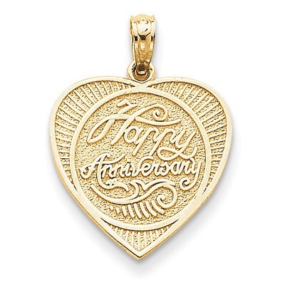 Textured Back Talking Happy Anniversary in Heart Pendant 14k Gold C2182, MPN: C2182, 637218053049