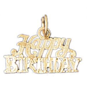 Dazzlers Jewelry Happy Birthday Pendant Necklace Charm Bracelet in Yellow, White or Rose Gold 10076…