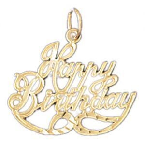Dazzlers Jewelry Happy Birthday Pendant Necklace Charm Bracelet in Yellow, White or Rose Gold 10072…