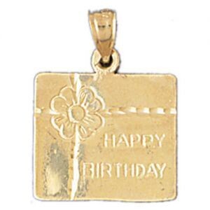 Dazzlers Jewelry Happy Birthday Pendant Necklace Charm Bracelet in Yellow, White or Rose Gold 10068…