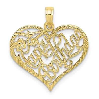 Talking Happy Birthday Heart Pendant 10k Gold Solid 10D1075, MPN: 10D1075,