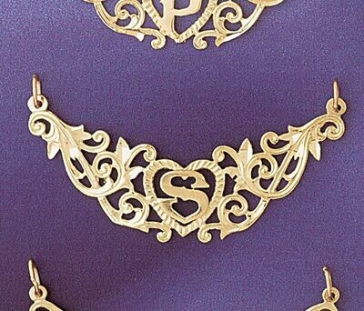 Dazzlers Jewelry Initial S Heart Pendant Necklace Charm Bracelet in Yellow, White or Rose Gold 9578…