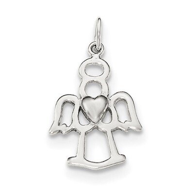 Angel with Heart Charm Sterling Silver Polished QC8426, MPN: QC8426, 886774762869