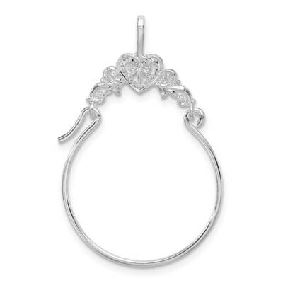 Heart with Scroll Charm Holder Sterling Silver Polished QC11004, MPN: QC11004,