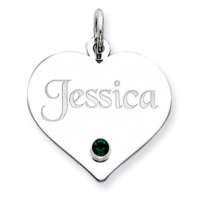Personalizable Heart with Birthstone Charm Sterling Silver QC7189, MPN: QC7189, 883957598284