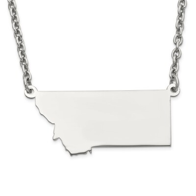 Montana State Pendant Necklace with Chain 14k White Gold Engravable XNA706W-MT, MPN: XNA706W-MT, 88…