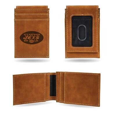 NFL New York Jets Brown Faux Leather Front Pocket Wallet GC7545, MPN: GC7545, 767345604514