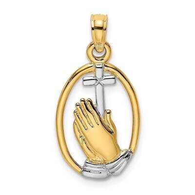 Praying Hands Cross Charm 14k Gold Rhodium K9038, MPN: K9038, 637218022250