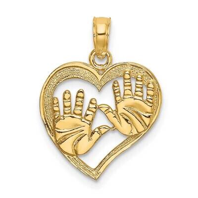 Double Hand Prints In Heart Charm 14k Gold Cut-out K7244, MPN: K7244, 63721806672