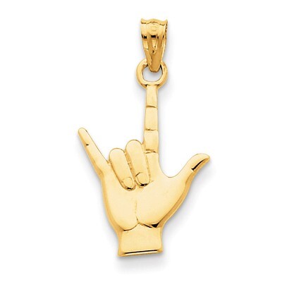 I Love You Hand Sign Language Charm 14k Gold Polished K1742, MPN: K1742, 752908164840