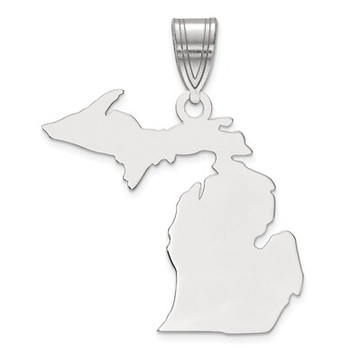 Michigan State Pendant Charm Sterling Silver Engravable XNA707SS-MI, MPN: XNA707SS-MI, 886774753041