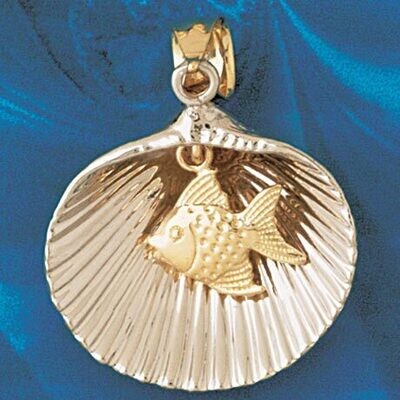 Dazzlers Jewelry Seashell Shell Pendant Necklace Charm Bracelet in Yellow, White or Rose Gold 7, MP…